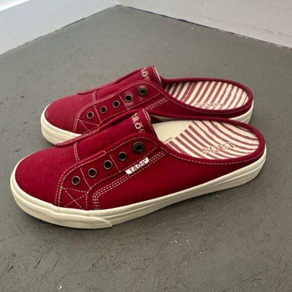 Taos EZ Soul Red Canvas Slip On Mule Sneakers Size 9 - Picture 5 of 10